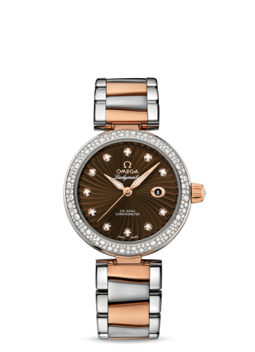 Omega LadyMatic Co-Axial 34 Stainless Steel / Red Gold / Diamond / Brown / Bracelet